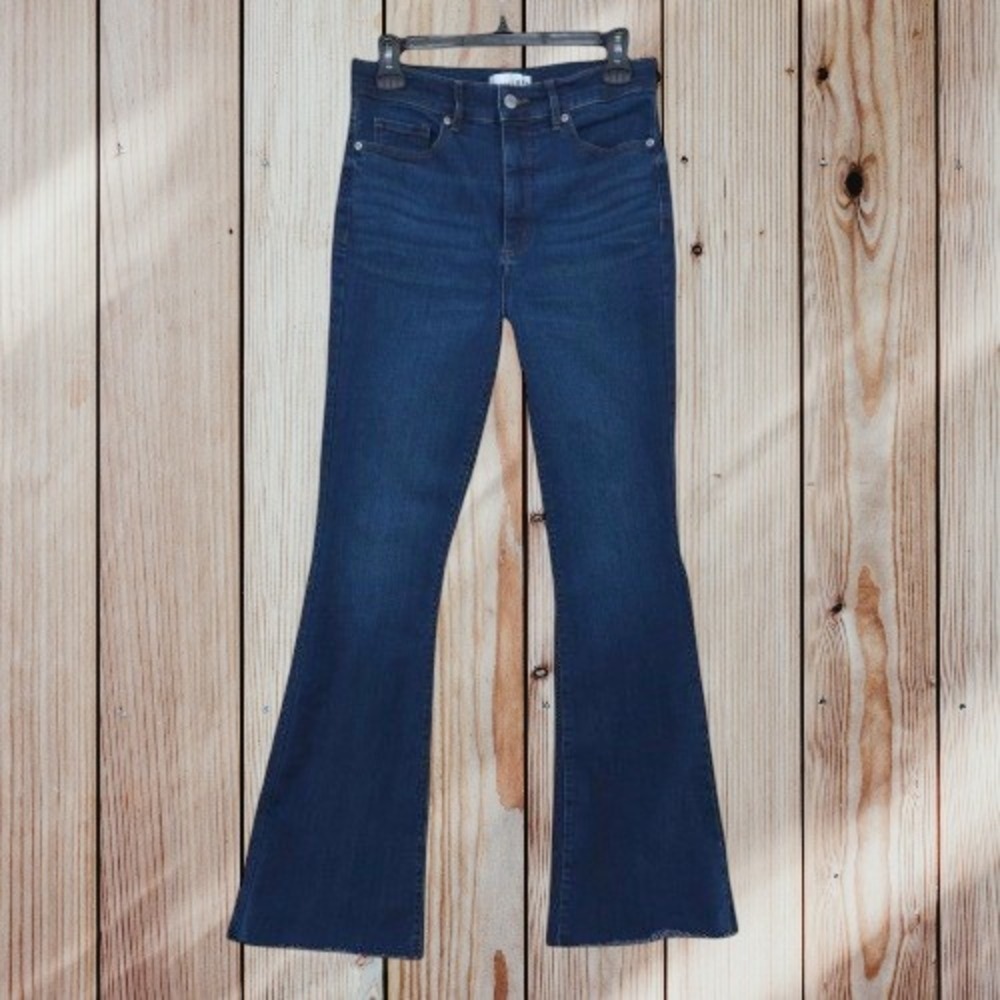 LOFT Slim Flare High Rise Frayed Hem Jeans Womens 27/4